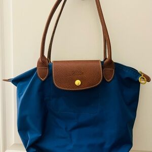 Longchamp Blue and Brown Tote Bag